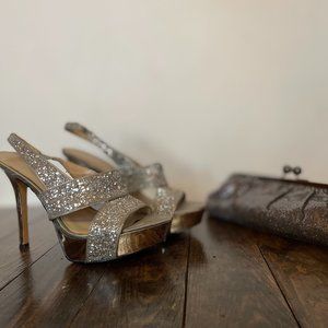 Nine West Sparkle Heels 9 With Sparkle Clutch